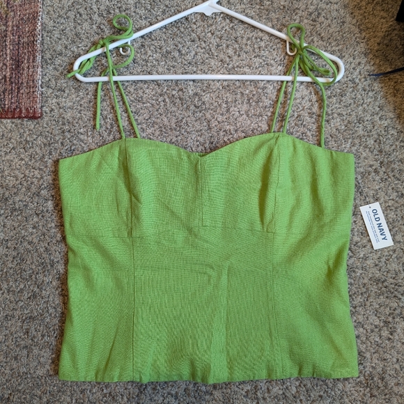 Old navy linen blend tie sleeve crop tank - Picture 1 of 3